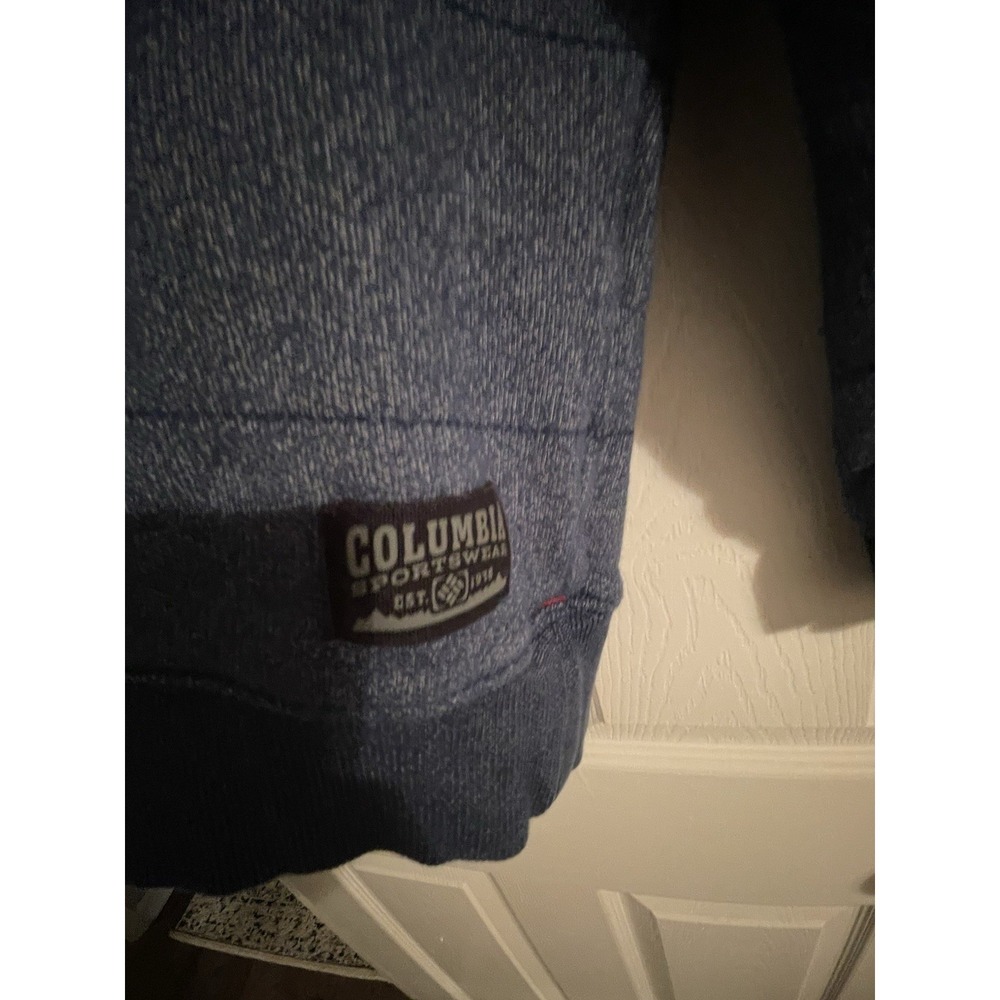 Columbia Men's XL Regular Blue Solid Cotton Knit Crewneck Logo Pullover Sweater - Picture 2 of 3